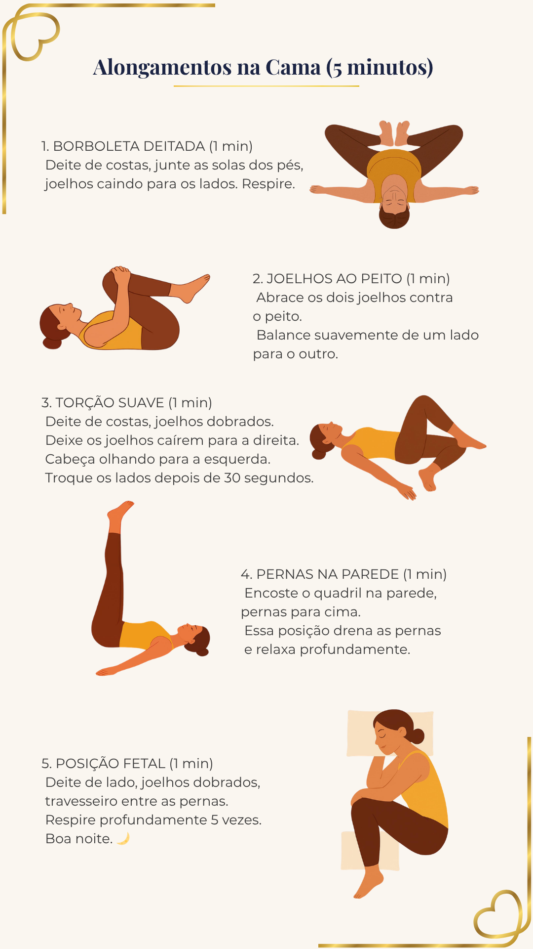 Alongamentos na cama antes de dormir